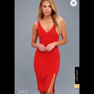 Iconic Moment Red Bodycon Midi Dress